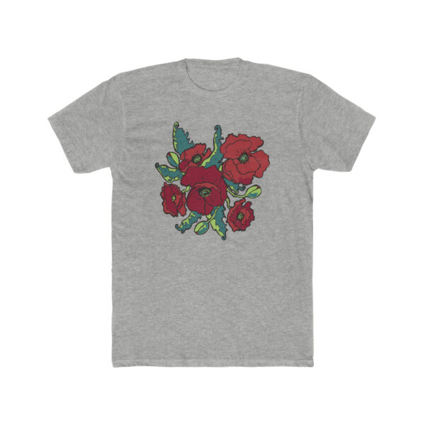 Lush Red Poppies -  Unisex Cotton Crew Tee - Image 4