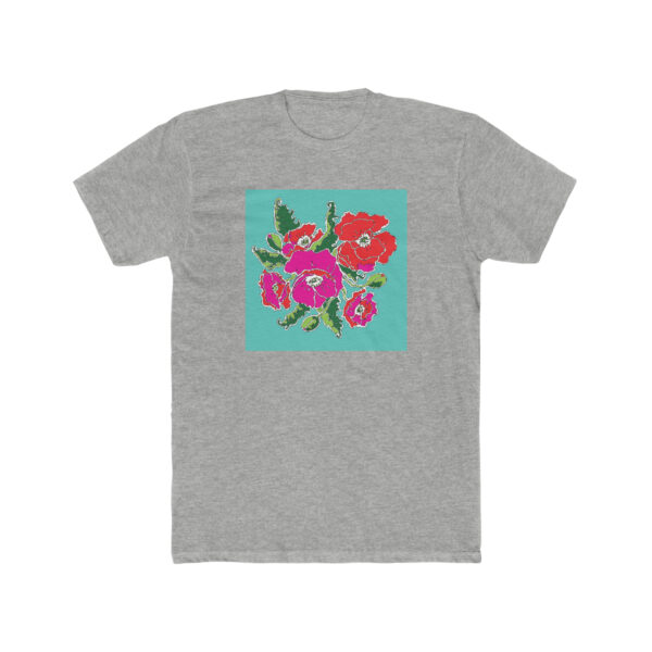 Mod Red and Hot Pink Poppies-  Unisex Cotton Crew Tee - Image 4