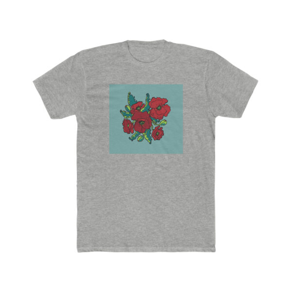 Red Poppies- Unisex Cotton Crew Tee - Image 3