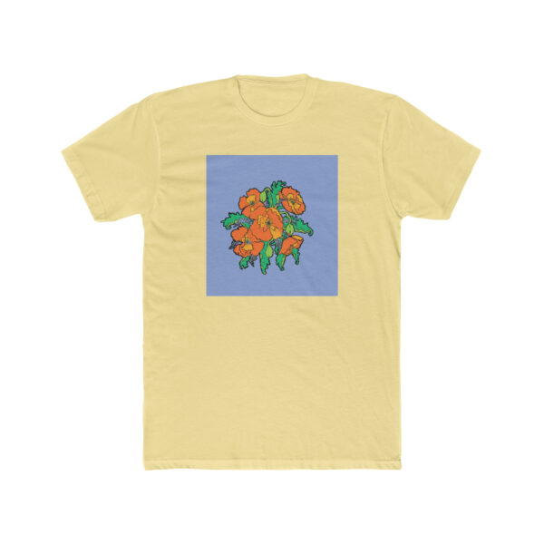 Orange Poppies With Forget Me Nots-  Unisex Cotton Crew Tee - Image 3