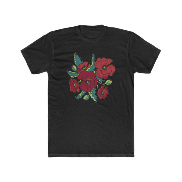 Lush Red Poppies -  Unisex Cotton Crew Tee - Image 3