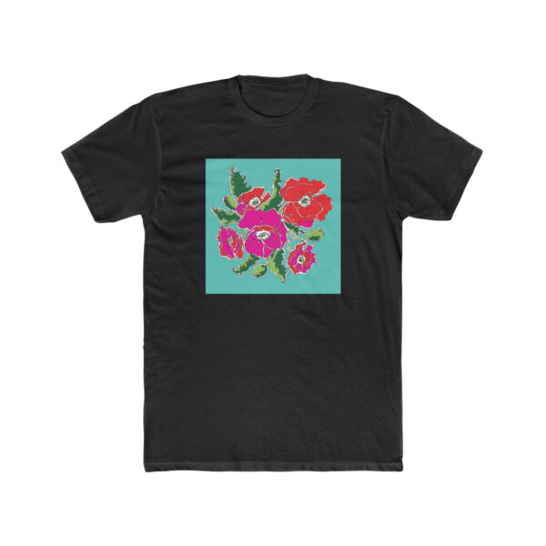 Mod Red and Hot Pink Poppies-  Unisex Cotton Crew Tee - Image 3