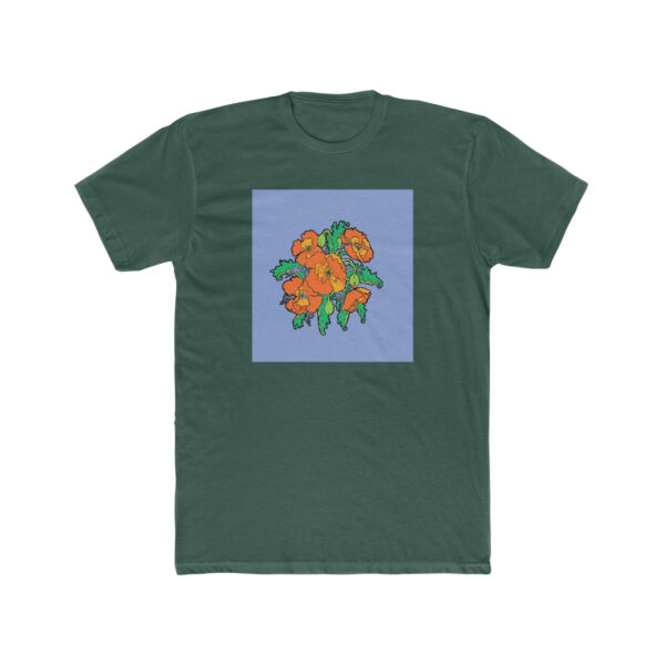 Orange Poppies With Forget Me Nots-  Unisex Cotton Crew Tee - Image 4