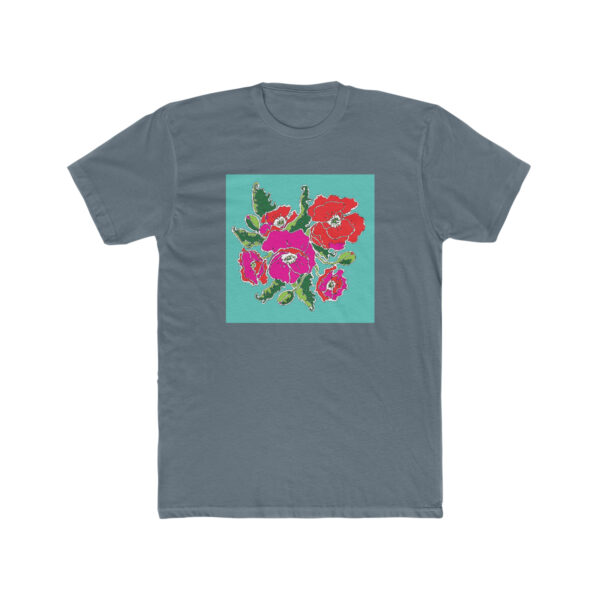 Mod Red and Hot Pink Poppies-  Unisex Cotton Crew Tee - Image 7