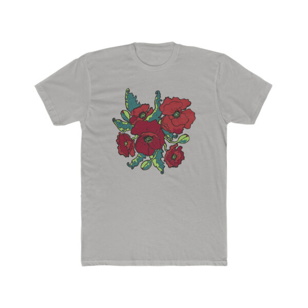 Lush Red Poppies -  Unisex Cotton Crew Tee - Image 2