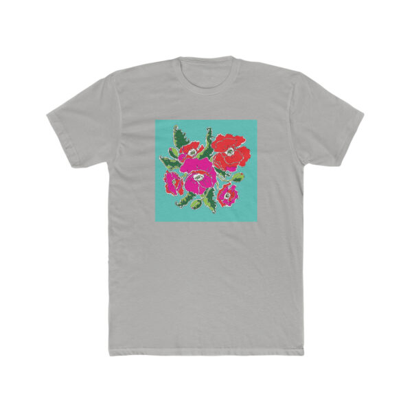 Mod Red and Hot Pink Poppies-  Unisex Cotton Crew Tee - Image 2