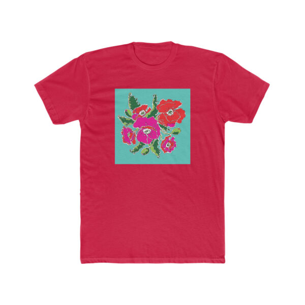 Mod Red and Hot Pink Poppies-  Unisex Cotton Crew Tee - Image 11