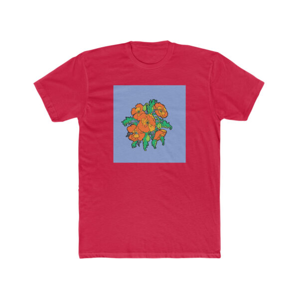 Orange Poppies With Forget Me Nots-  Unisex Cotton Crew Tee - Image 9