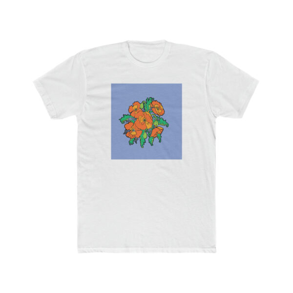 Orange Poppies With Forget Me Nots-  Unisex Cotton Crew Tee