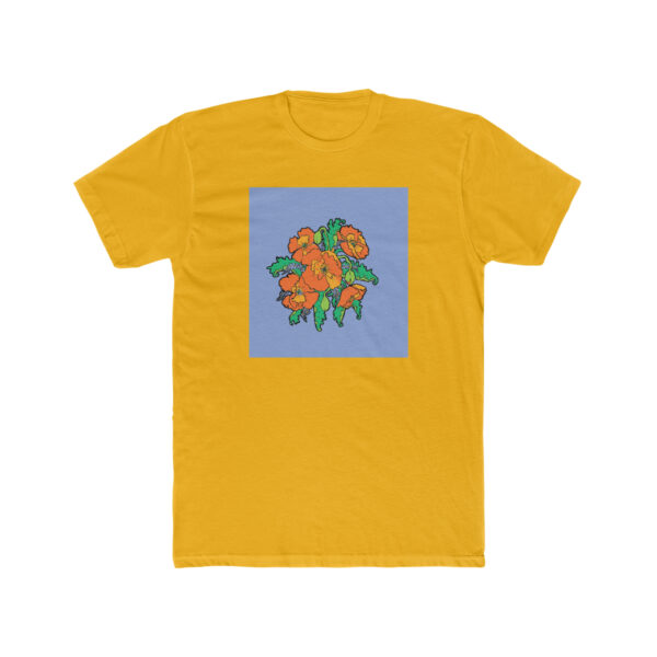 Orange Poppies With Forget Me Nots-  Unisex Cotton Crew Tee - Image 2