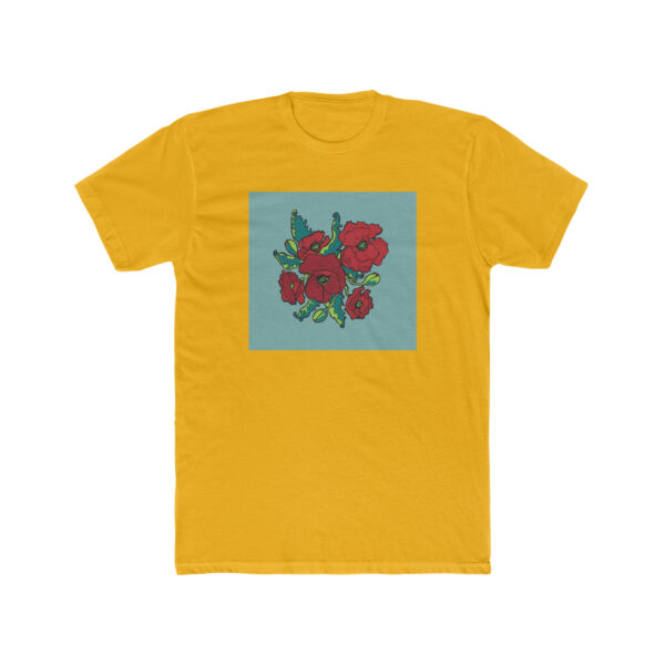 Red Poppies- Unisex Cotton Crew Tee - Image 4