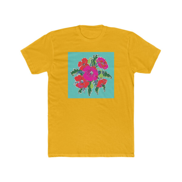 Mod Poppies with Blue Forget Me Nots-  Unisex Cotton Crew Tee - Image 5