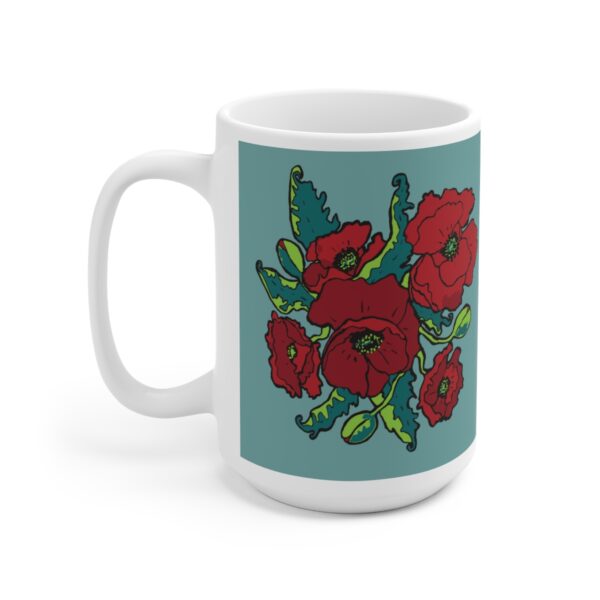 Red Poppies - White Ceramic Mug 15oz