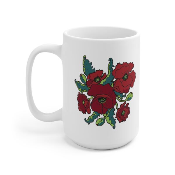 Lush Red Poppies- White Ceramic Mug 15oz