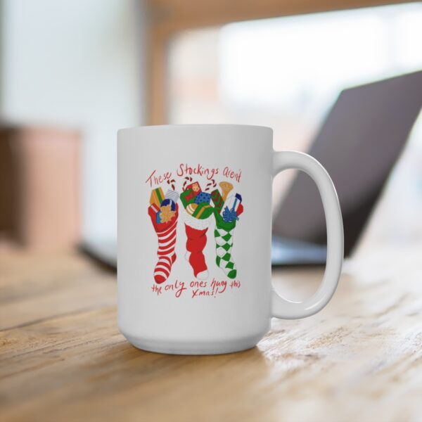 Hung Like A Stocking- White Ceramic Mug 15oz - Image 4