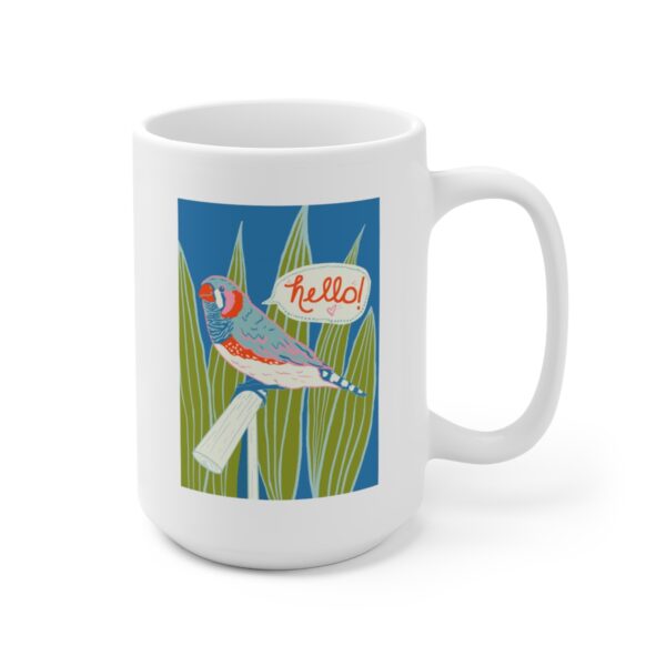 Hello! Zebra Finch - White Ceramic Mug 15oz - Image 3