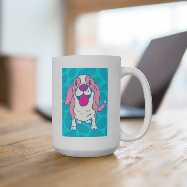 Pink Beagle - White Ceramic Mug 15oz - Image 4