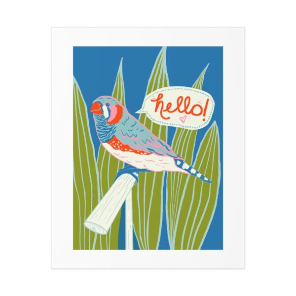 Hello! Zebra Finch Art Print 8x10