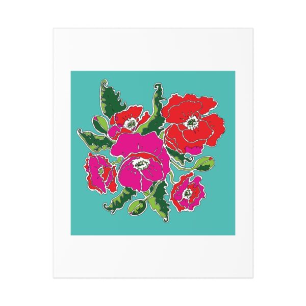 Mod Red and Hot Pink Poppies -Art Print 8x10